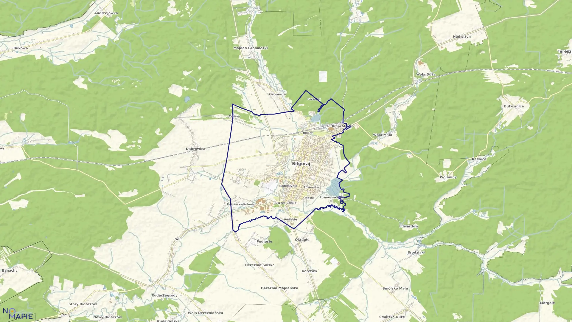Mapa obrębu BIŁGORAJ w mieście Biłgoraj